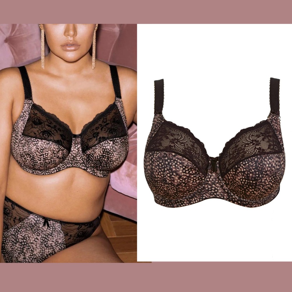 NEW $69 Elomi [ 34M ]‎ Morgan Full Figure Underwire Bra in Ebony Brown #7004
